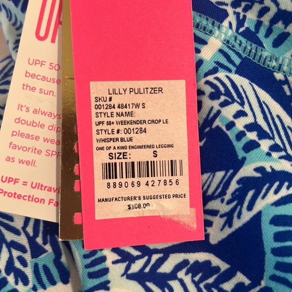 Lilly Pulitzer Luxletic UPF 50+ Weekender Cropped Leggings Whisper Blue - Picture 4 of 4